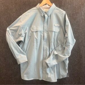 Columbia Sky Blue PFG Performance Fishing Gear Shirt Long Sleeve Size XXL